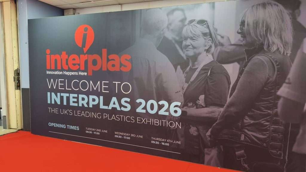 Banner for Interplas 2026, the UK plastics industry event at NEC, with dates and logo.